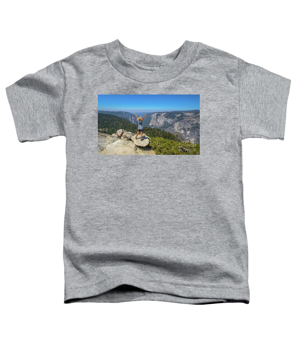Yosemite Toddler T-Shirt featuring the photograph Enjoying at Yosemite summit #1 by Benny Marty