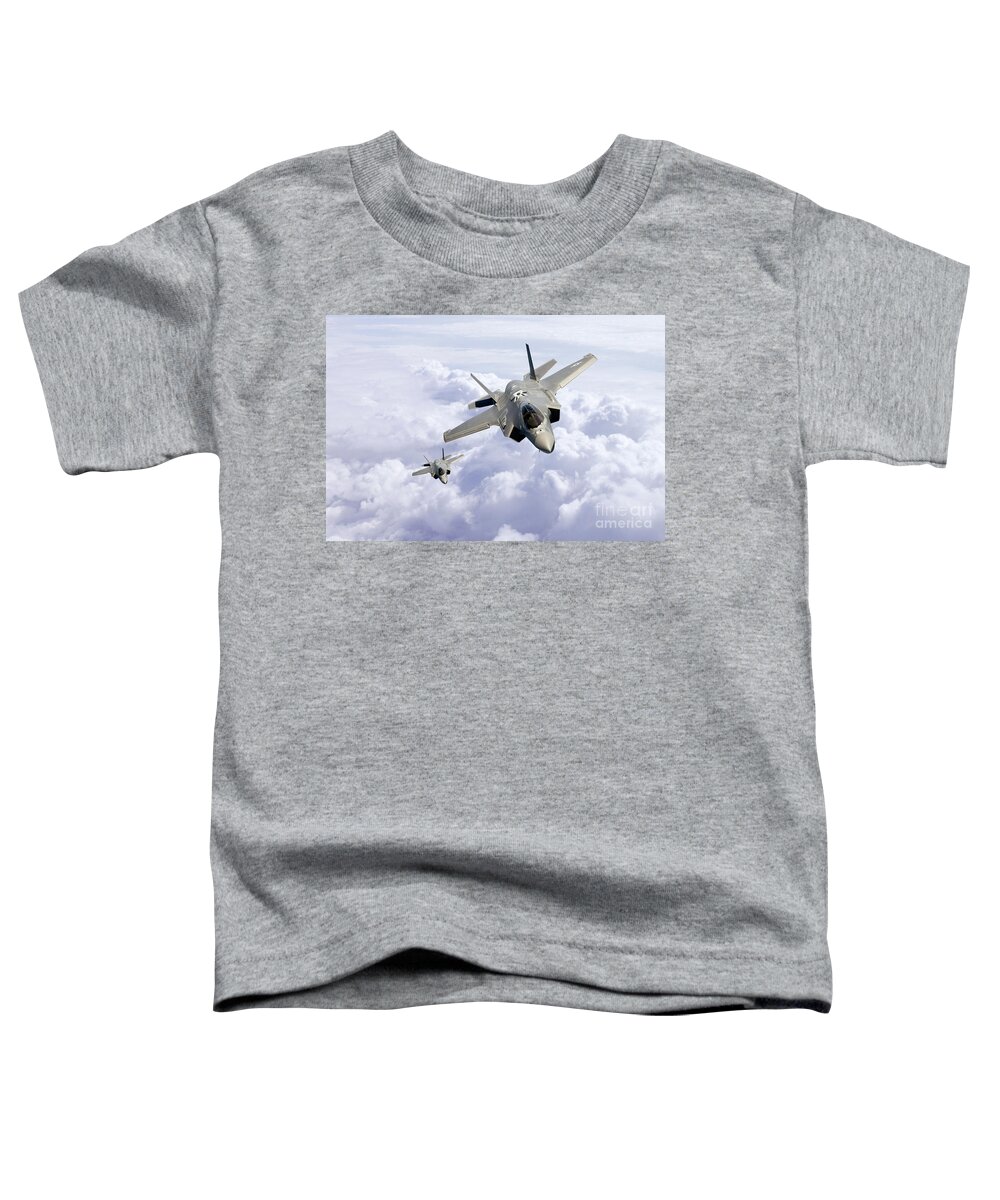 F35 Toddler T-Shirt featuring the digital art F35 Lightning II by Airpower Art