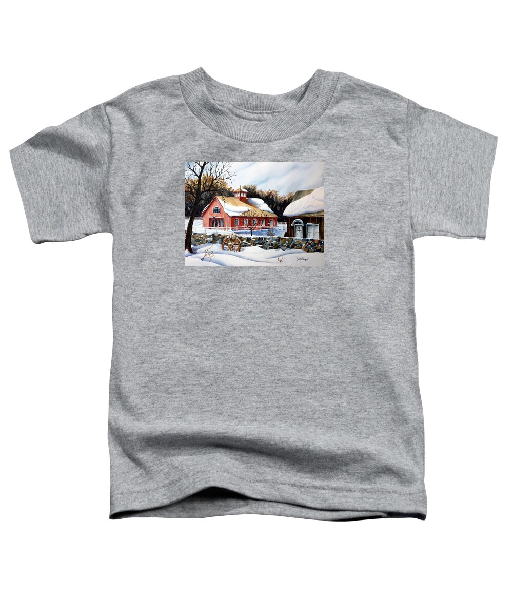 Barn Toddler T-Shirt featuring the painting From the Green in Winter by Joseph Burger