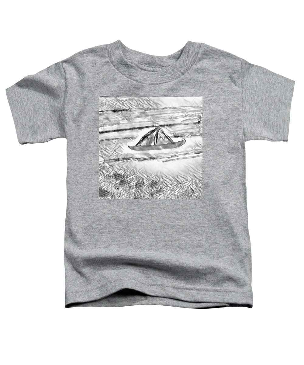 Grey Sea Grey Toddler T-Shirt featuring the drawing Grey Sea Grey by Brenae Cochran