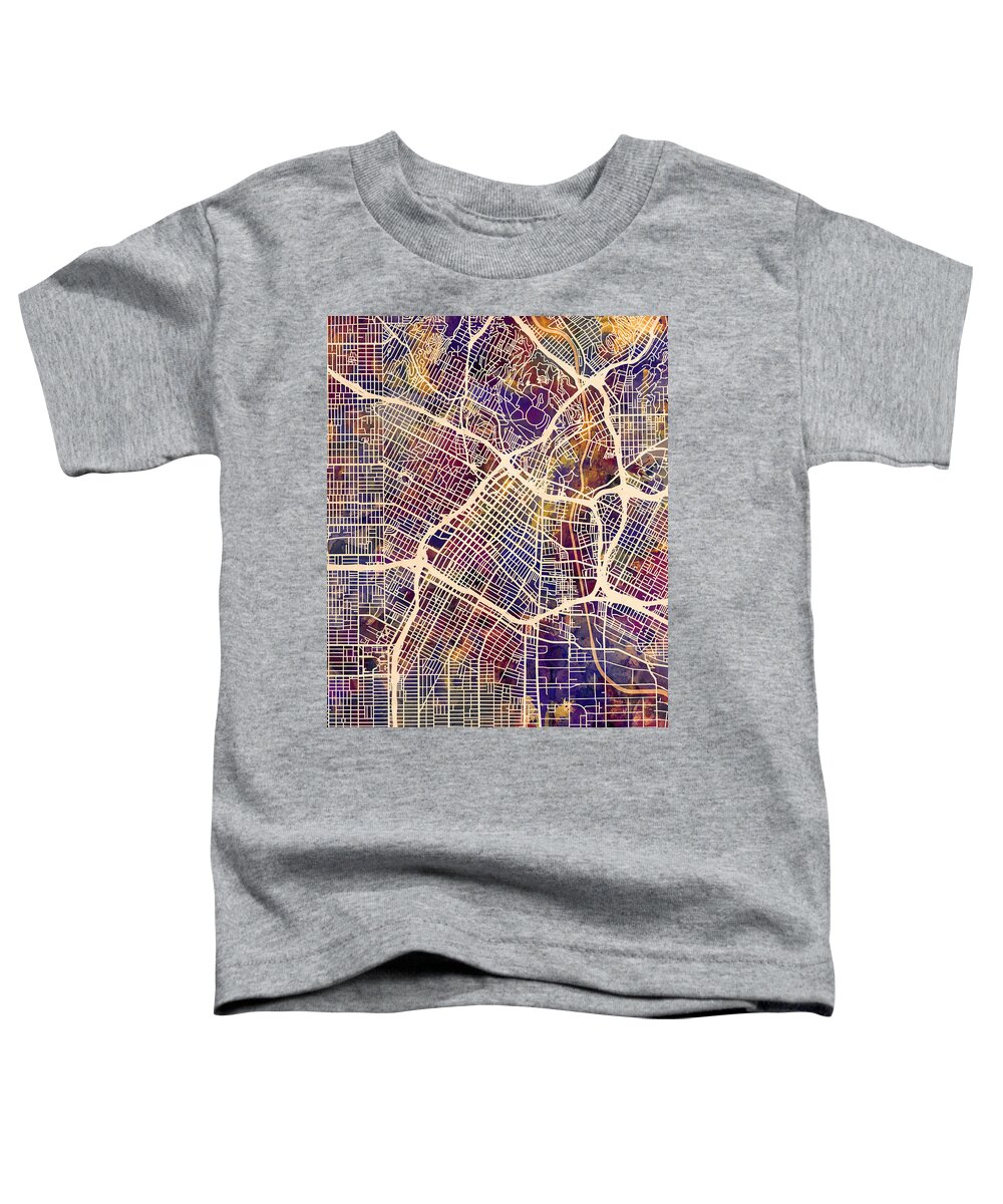 Los Angeles Toddler T-Shirt featuring the digital art Los Angeles City Street Map #1 by Michael Tompsett