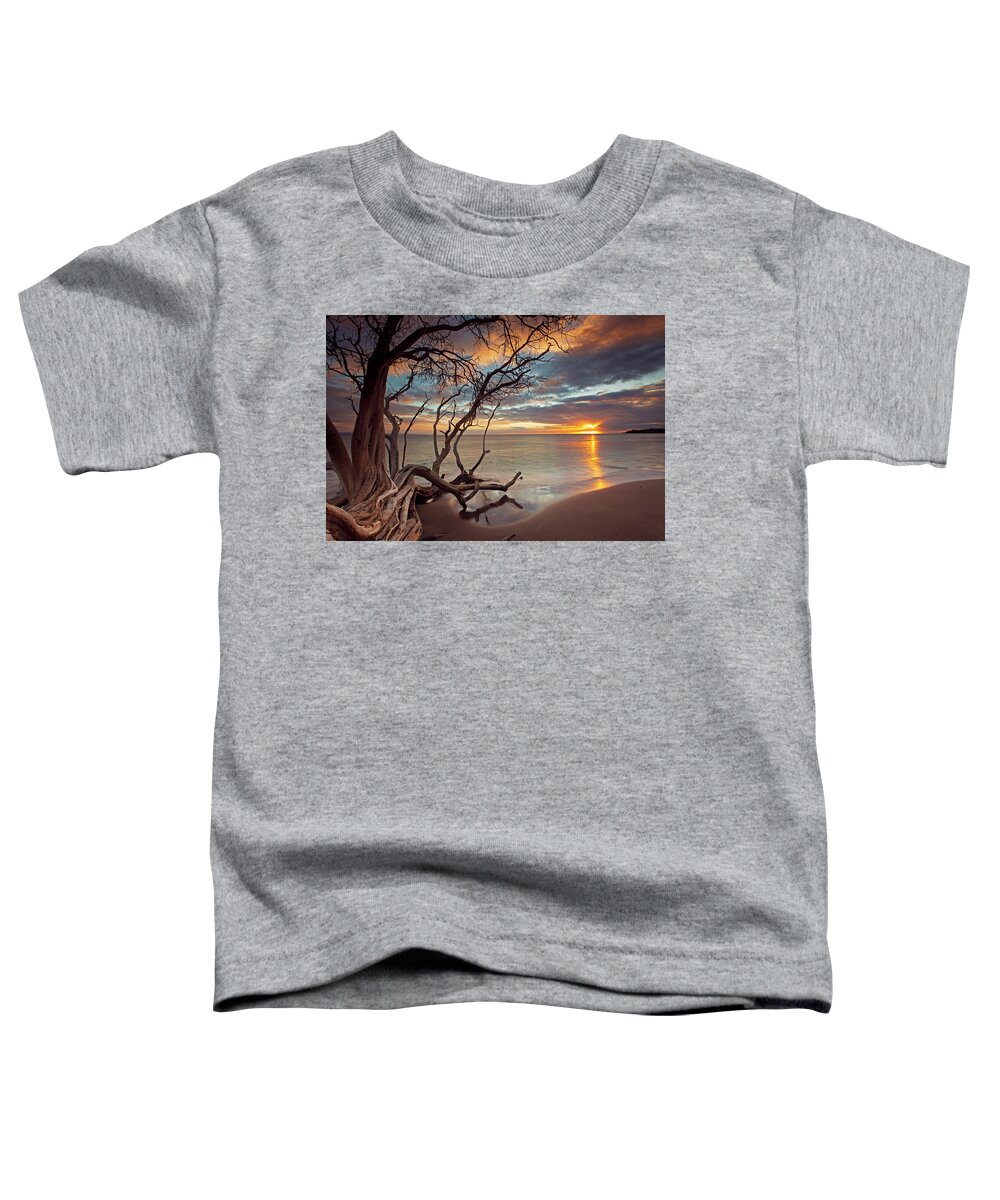 Maui Hawaii Sunset Oluwalu Clouds Ocean Seascape Tree Toddler T-Shirt featuring the photograph Maui Magic #1 by James Roemmling