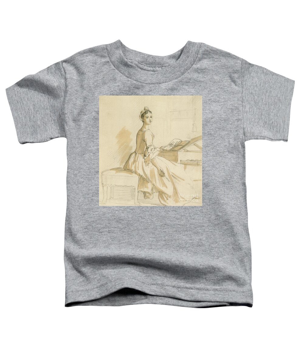 Sandby Toddler T-Shirt featuring the drawing Portrait of a Lady at a Drawing Table by Paul Sandby
