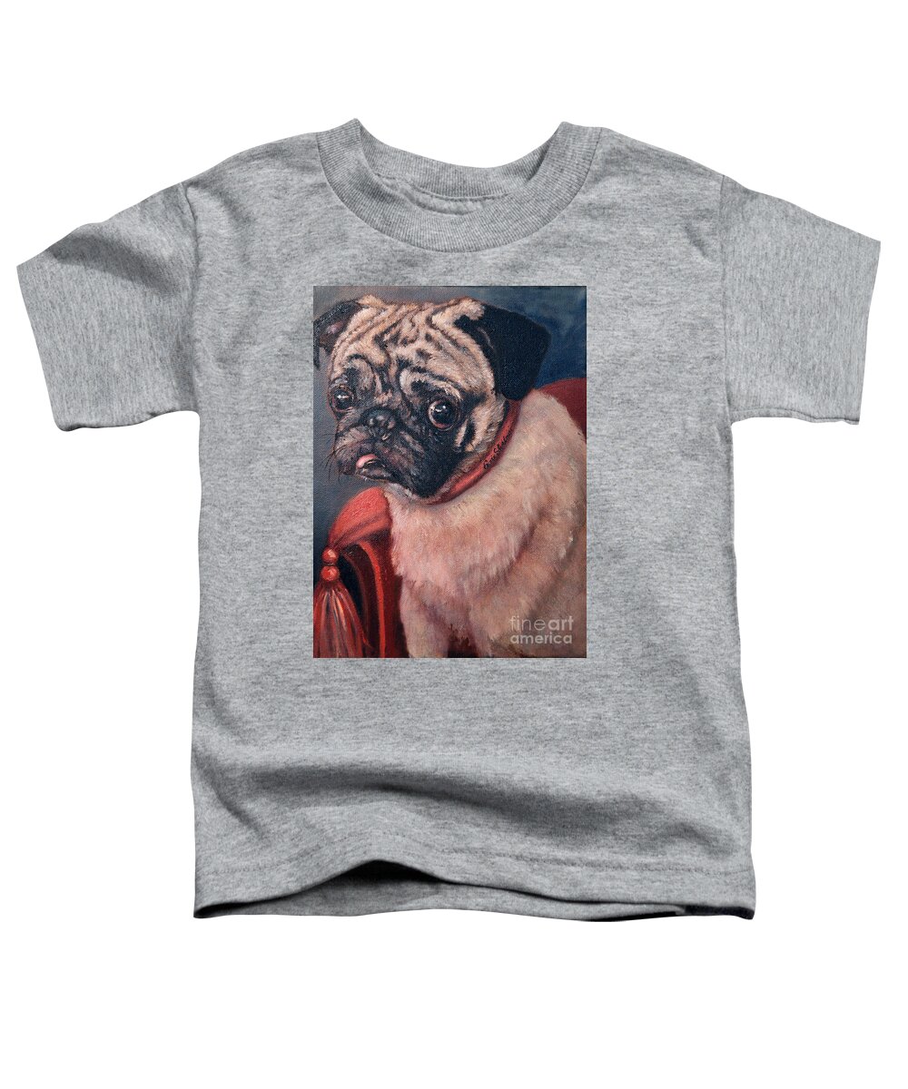Animals Toddler T-Shirt featuring the painting Pugsy by Portraits By NC