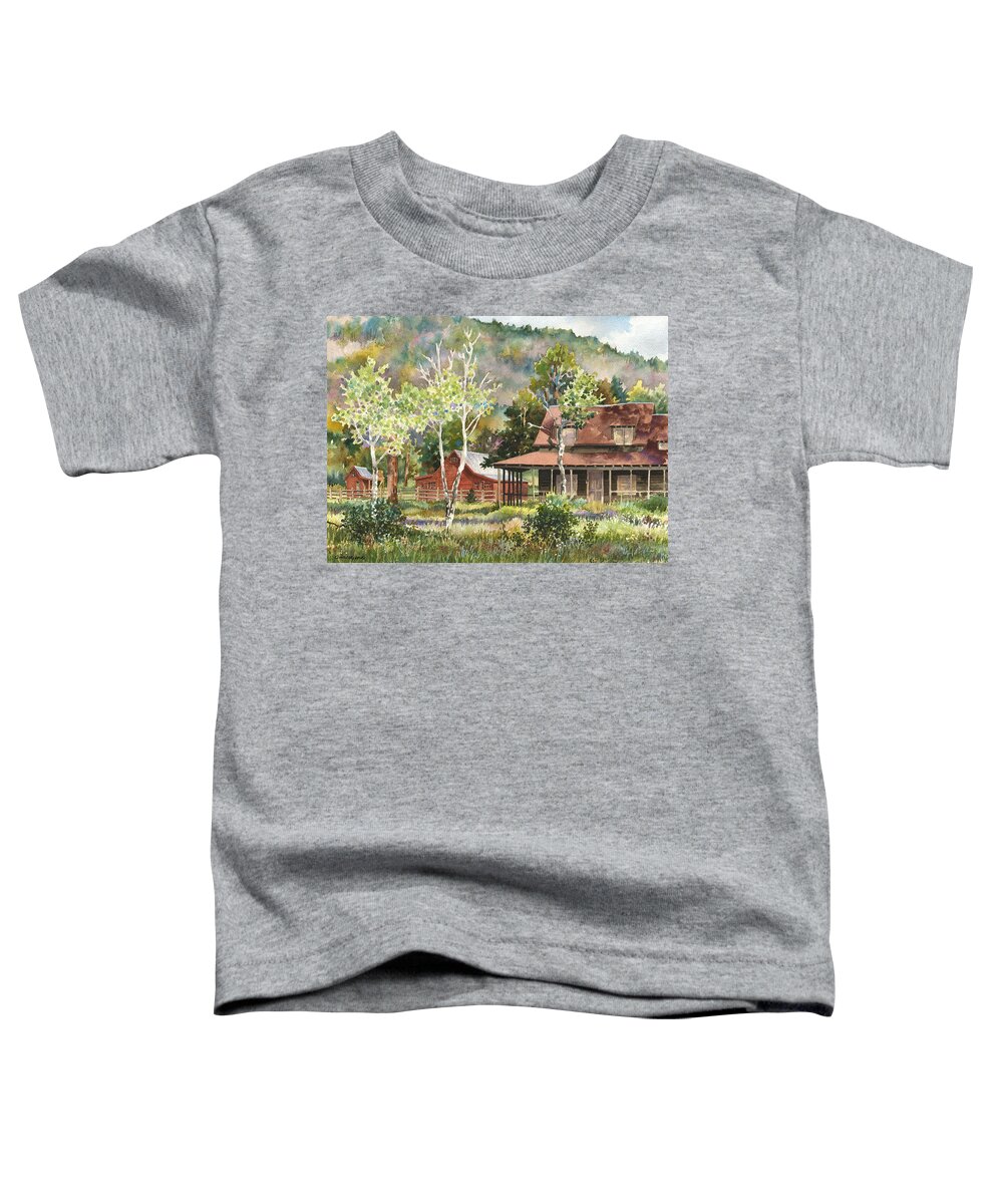 Barn Painting Toddler T-Shirt featuring the photograph The DeLonde Homestead at Caribou Ranch #1 by Anne Gifford