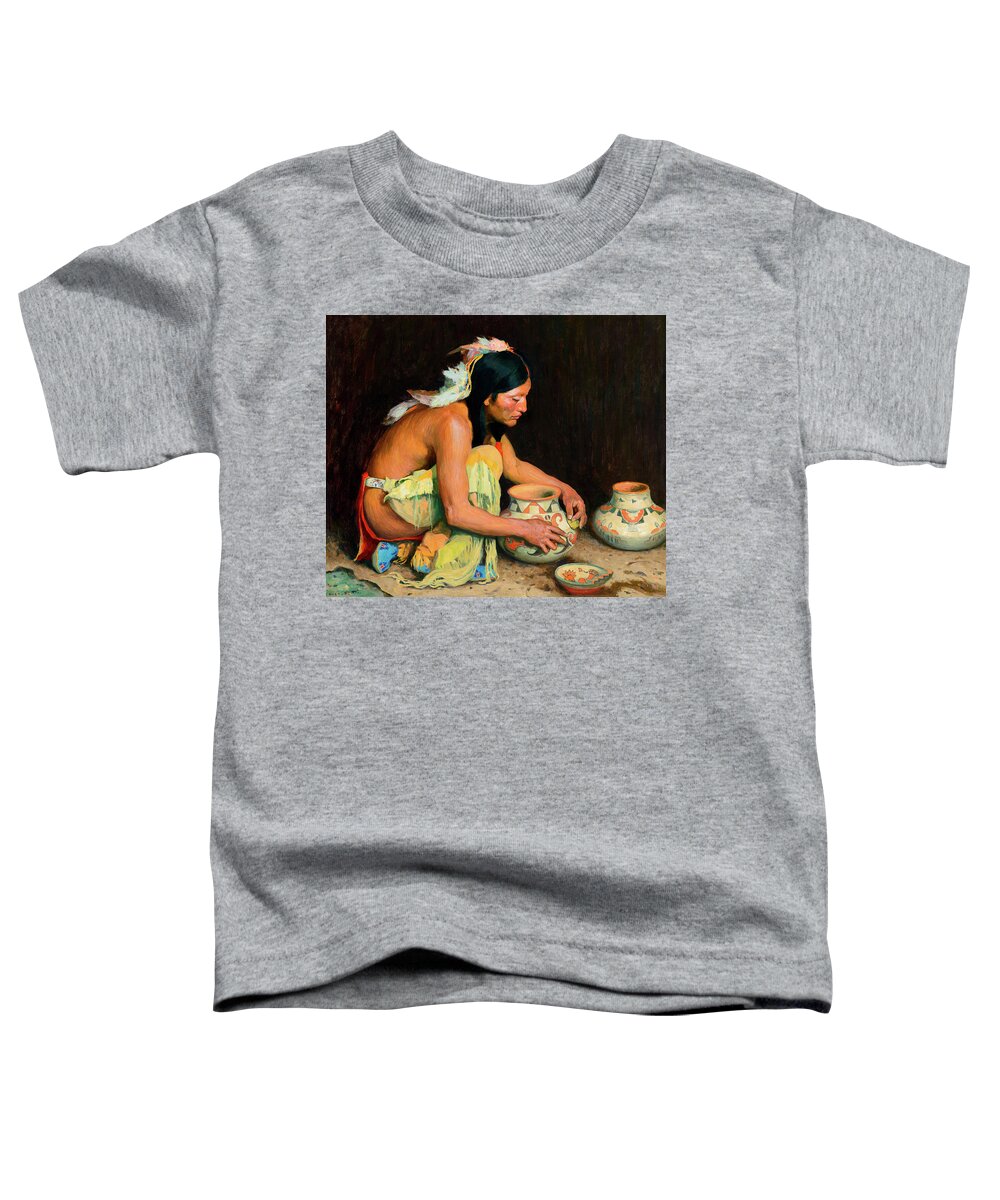 Feathers Toddler T-Shirt featuring the painting The Pottery Maker #1 by Eanger Irving Couse