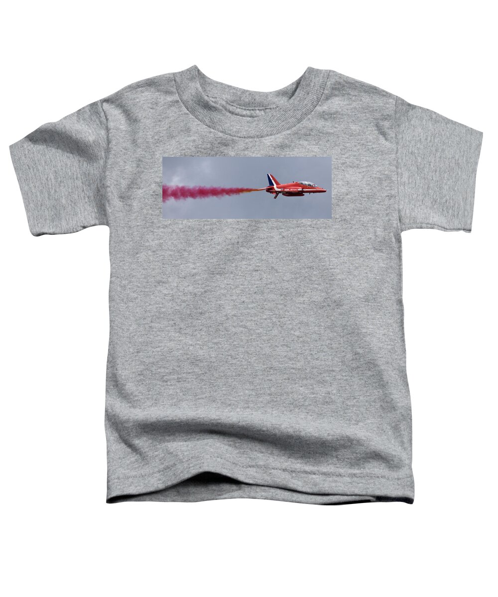Plane Toddler T-Shirt featuring the photograph The Red Arrows at Farnborough International Airshow #1 by Ian Middleton