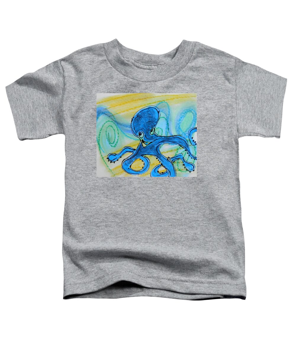 Octopus Toddler T-Shirt featuring the painting Under the sea #2 by Barbara Leigh Art
