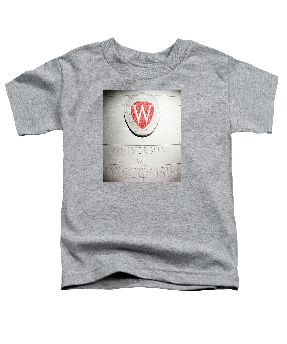 University Of Wisconsin Toddler T-Shirt featuring the photograph UW Crest #1 by Todd Klassy
