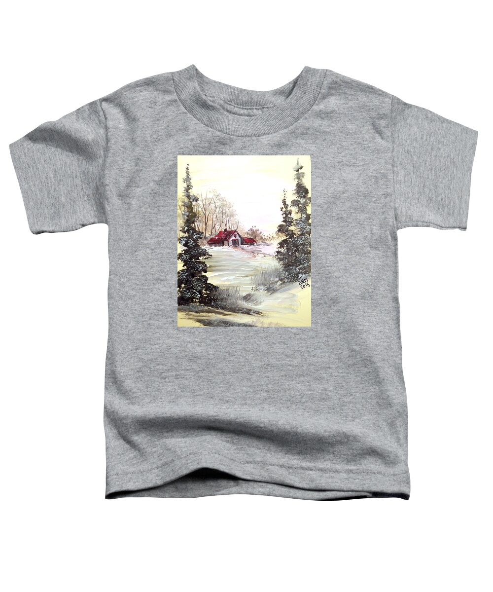 Winter Toddler T-Shirt featuring the painting Winter Landscape #1 by Dorothy Maier