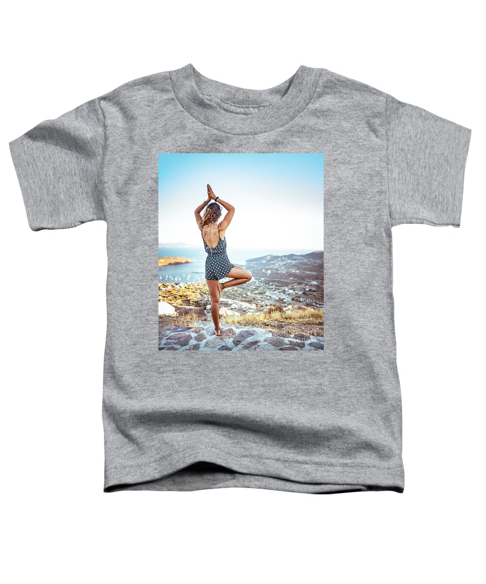 Activity Toddler T-Shirt featuring the photograph Woman meditating outdoors #1 by Anna Om