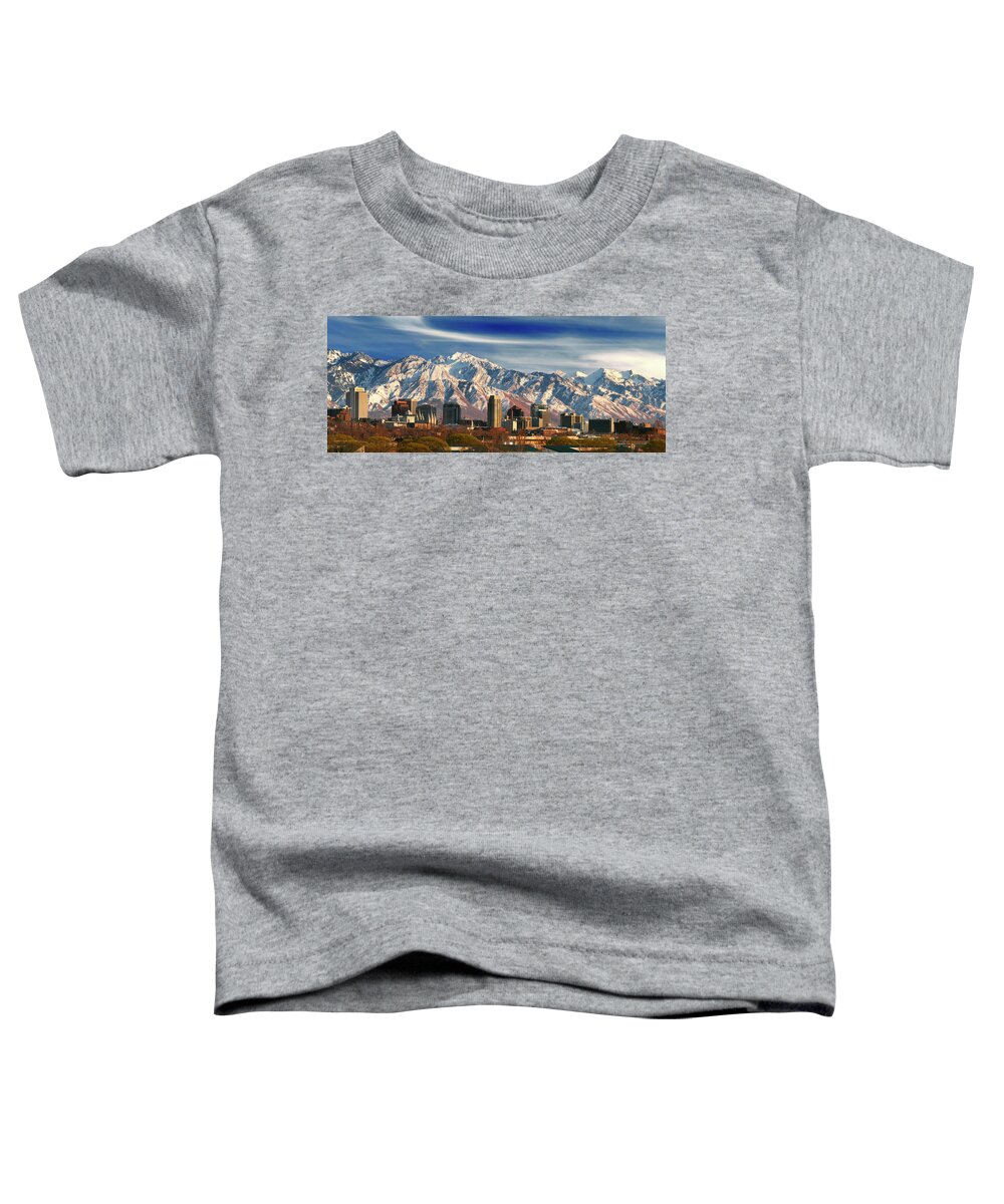 Salt Lake City Toddler T-Shirt featuring the photograph Salt Lake City Skyline #12 by Douglas Pulsipher