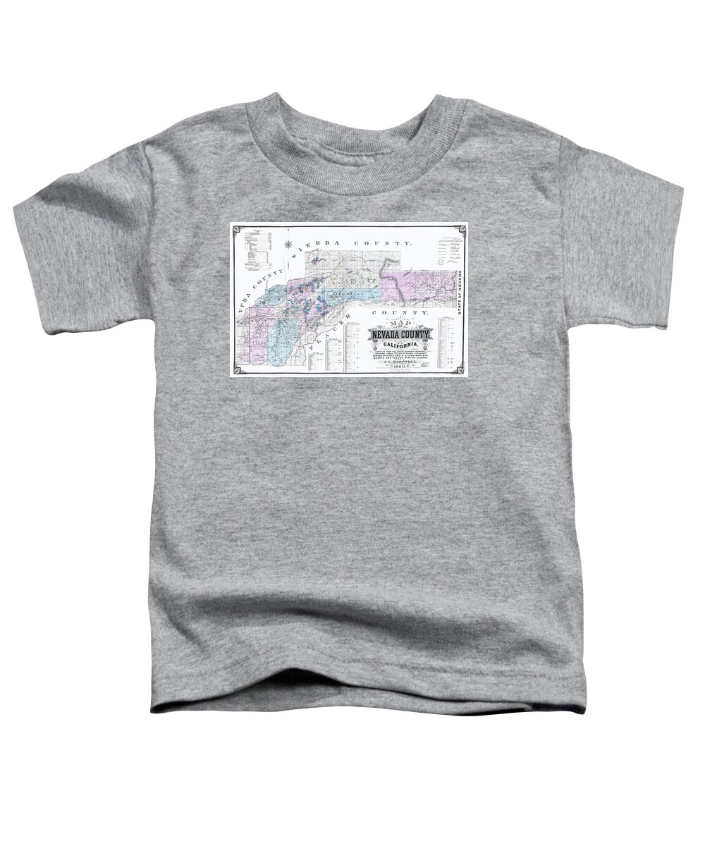 Map Toddler T-Shirt featuring the digital art 1880 Nevada County Mining Claim Map by Lisa Redfern