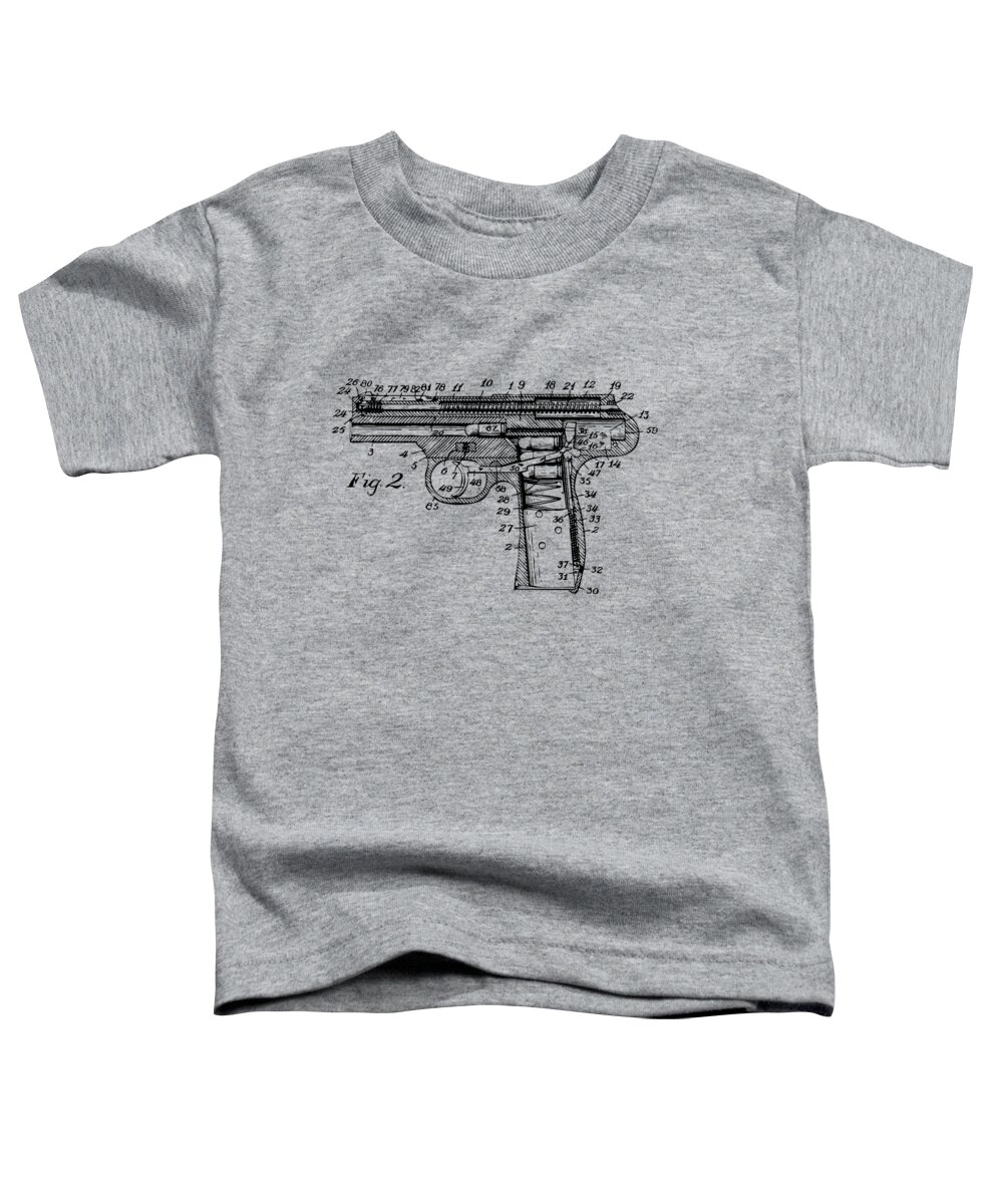 Automatic Weapon Toddler T-Shirt featuring the digital art 1911 Automatic Firearm Patent Minimal - Vintage by Nikki Marie Smith