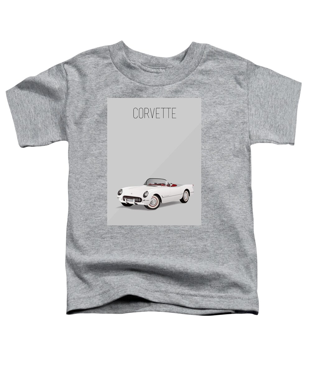 Corvette Toddler T-Shirt featuring the painting 1953 Vintage Corvette Iconic Poster by Beautify My Walls