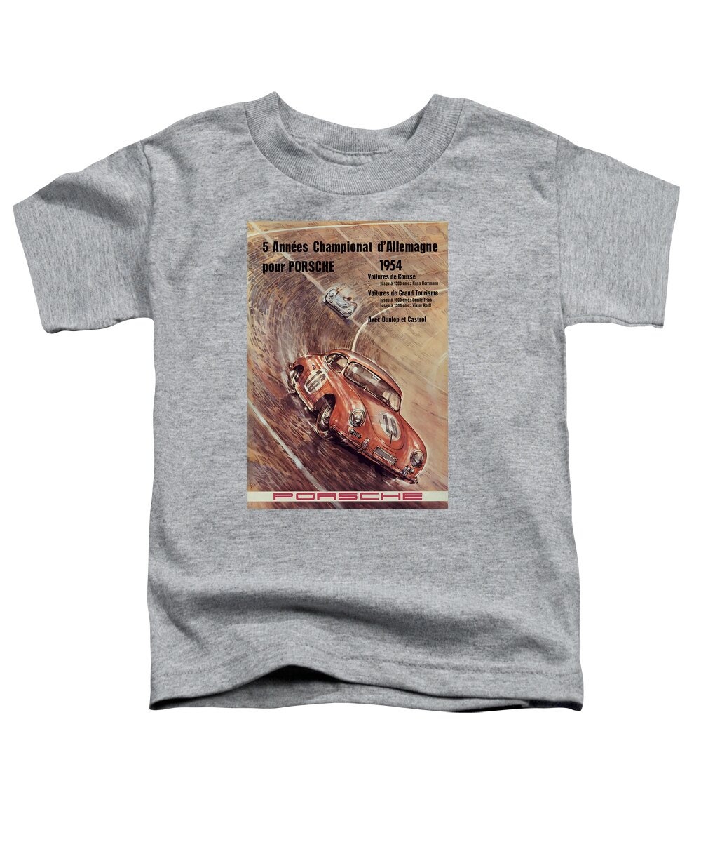 1954 Toddler T-Shirt featuring the digital art 1954 Porsche Championat d'Allemagne by Georgia Clare