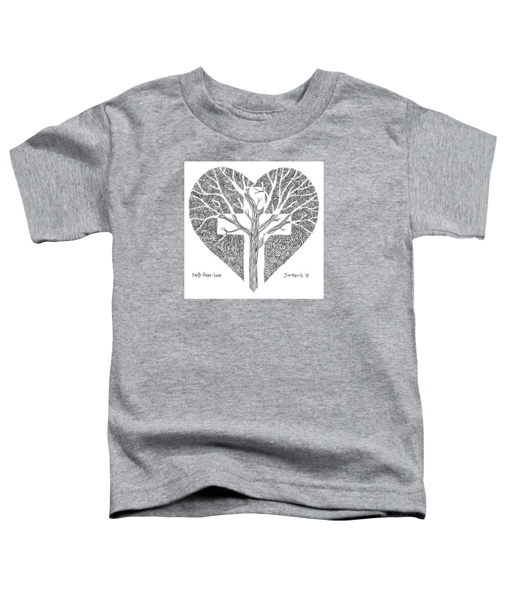 Pen Toddler T-Shirt featuring the drawing Faith, Hope, Love #2 by Jim Harris