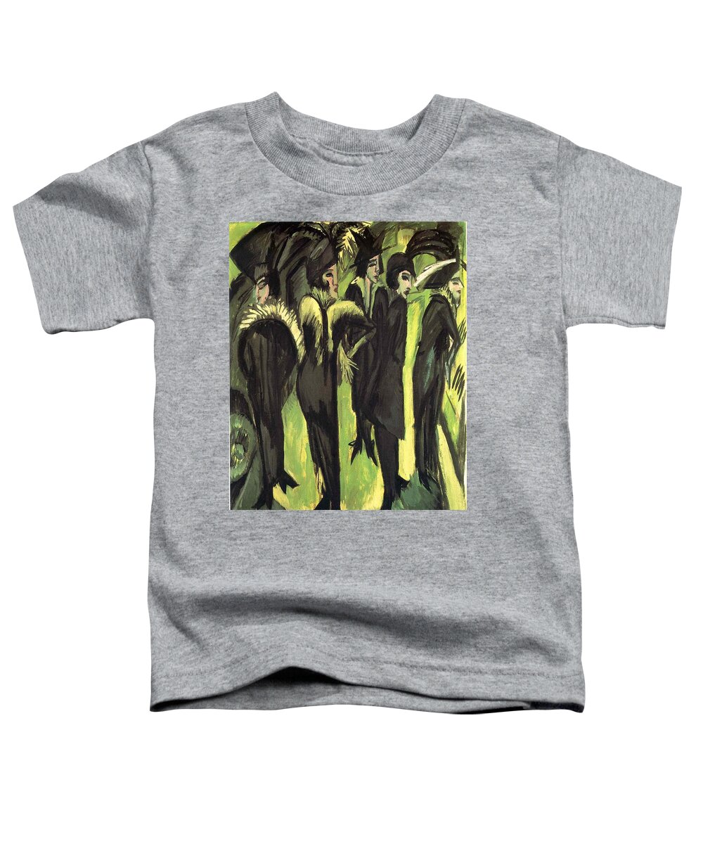Five Women At The Street - Ernst Ludwig Kirchner Toddler T-Shirt featuring the painting Five Women at the Street #2 by Ernst Ludwig