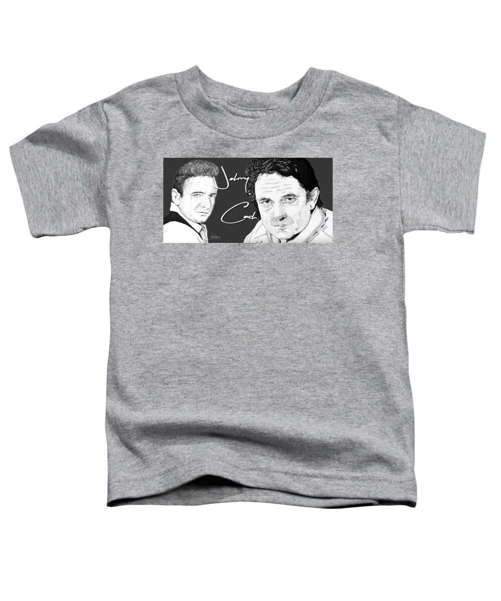 Johnny Toddler T-Shirt featuring the drawing Johnny Cash #2 by Bill Richards