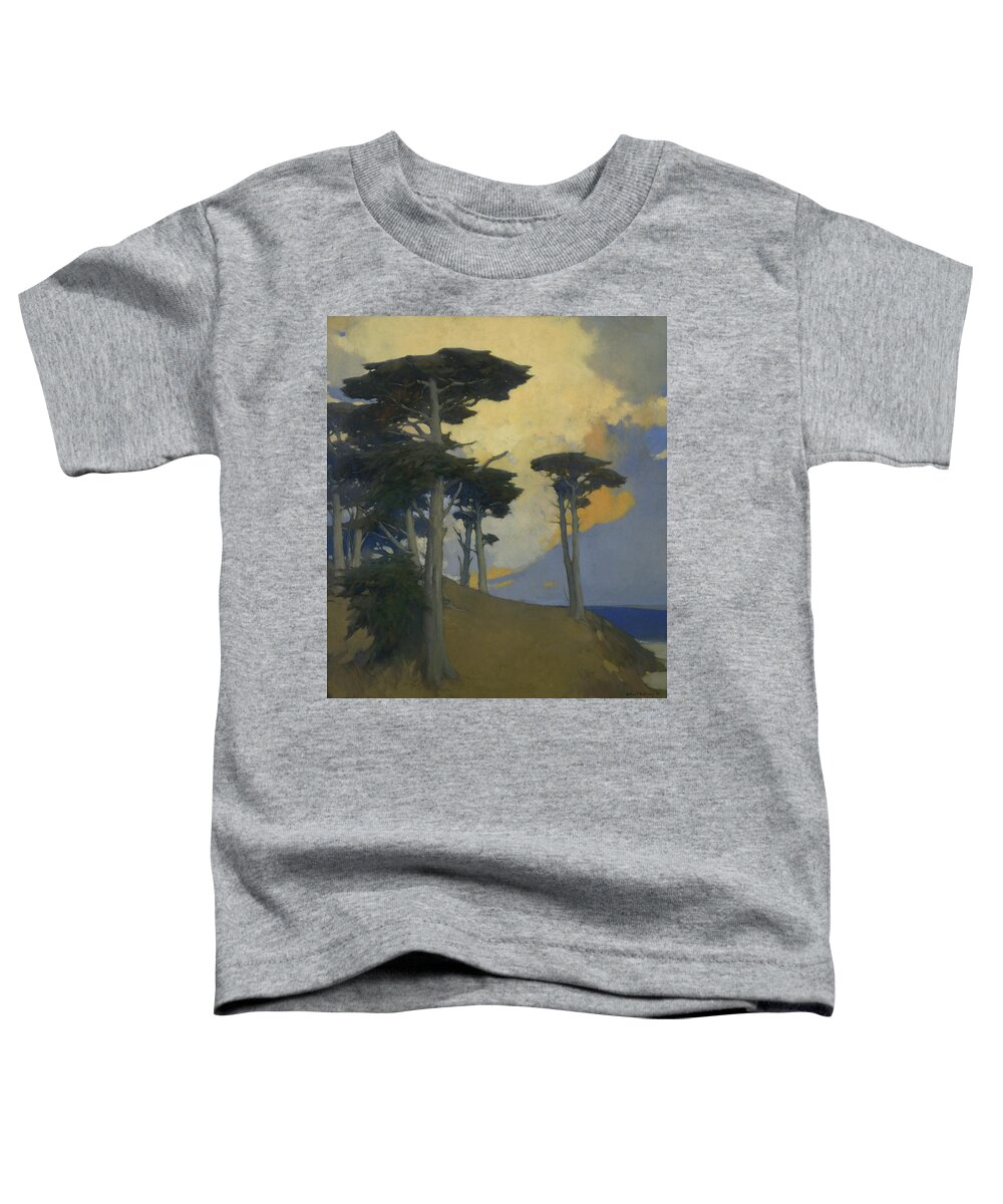 Monterey Cypress By Arthur Frank Mathews Toddler T-Shirt featuring the painting Monterey Cypress #2 by Arthur Frank Mathews