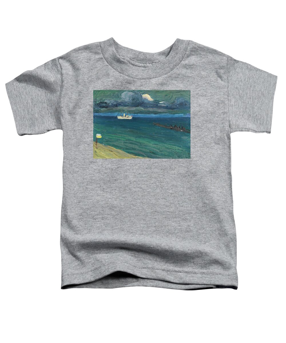 Wassily Kandinsky 1866 - 1944 Rapallo Toddler T-Shirt featuring the painting Seascape With Steamer #2 by Wassily Kandinsky