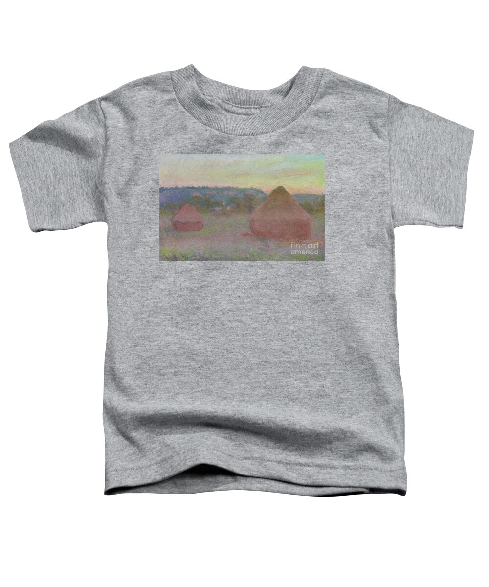 Monet Toddler T-Shirt featuring the painting Stacks of Wheat End of Day, Autumn by Claude Monet