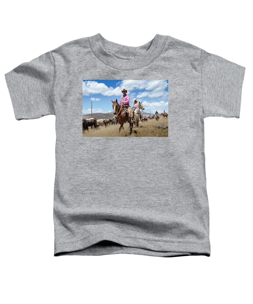 Reno Toddler T-Shirt featuring the photograph 2016 Reno Cattle Drive 7 by Rick Mosher