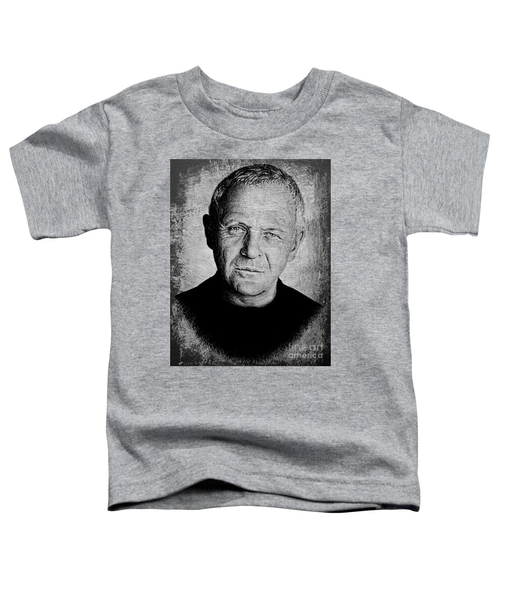 Anthony Hopkins Toddler T-Shirt featuring the drawing Anthony Hopkins #3 by Andrew Read