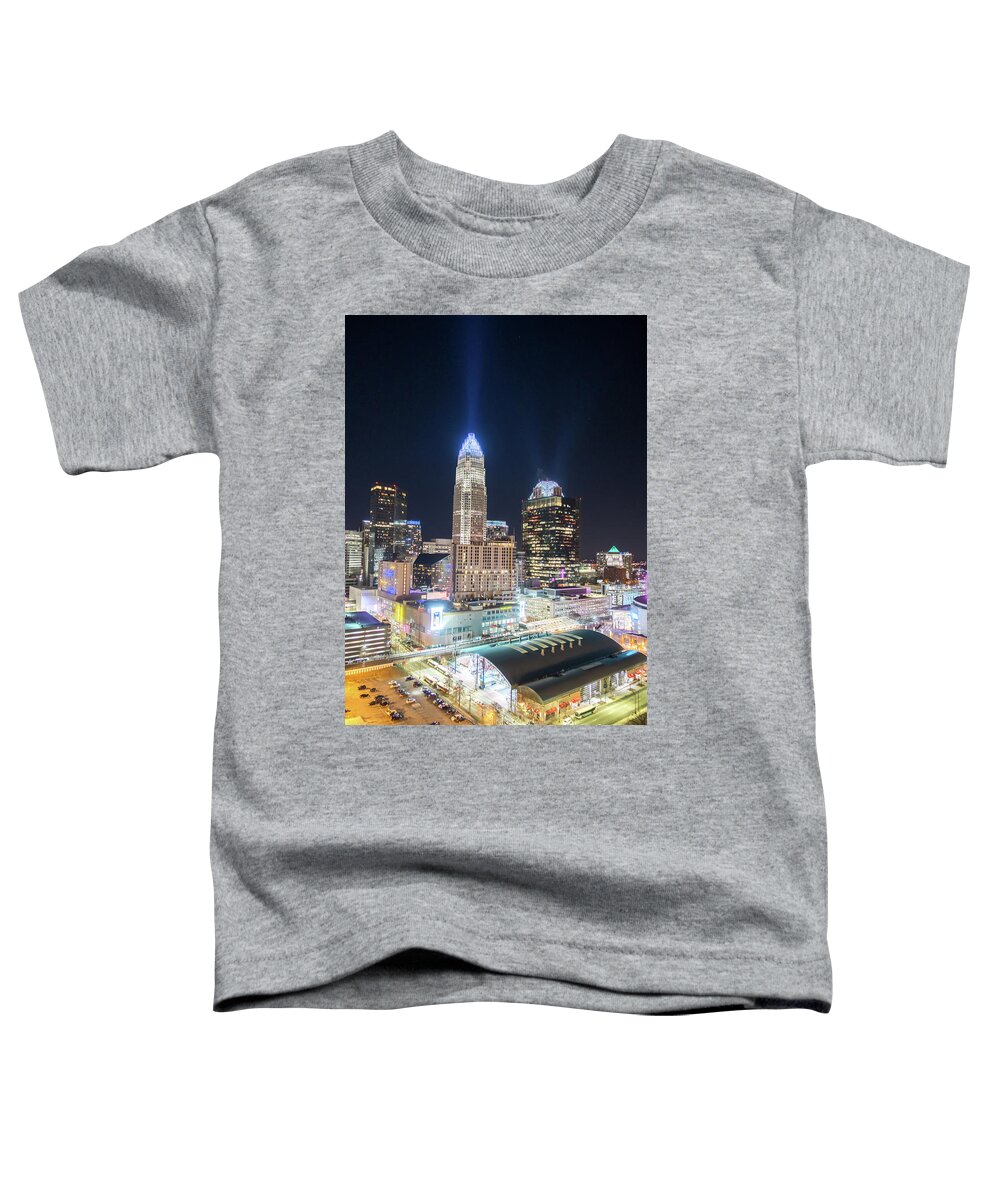 View Toddler T-Shirt featuring the photograph Charlotte North Carolina Skyline View At Night From Roof Top Res #3 by Alex Grichenko