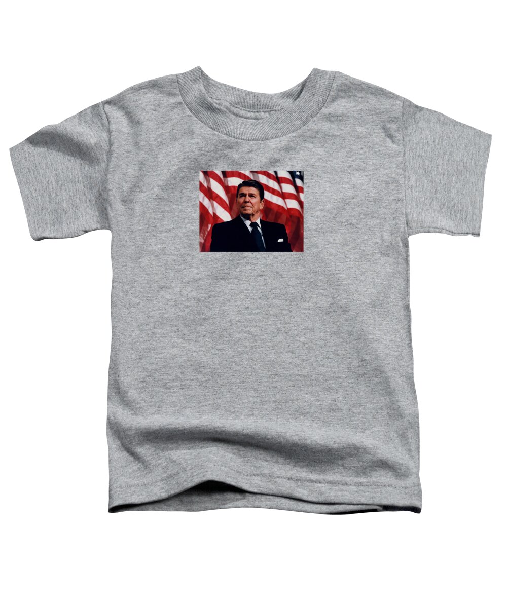 Ronald Reagan Toddler T-Shirt featuring the photograph President Ronald Reagan #3 by War Is Hell Store