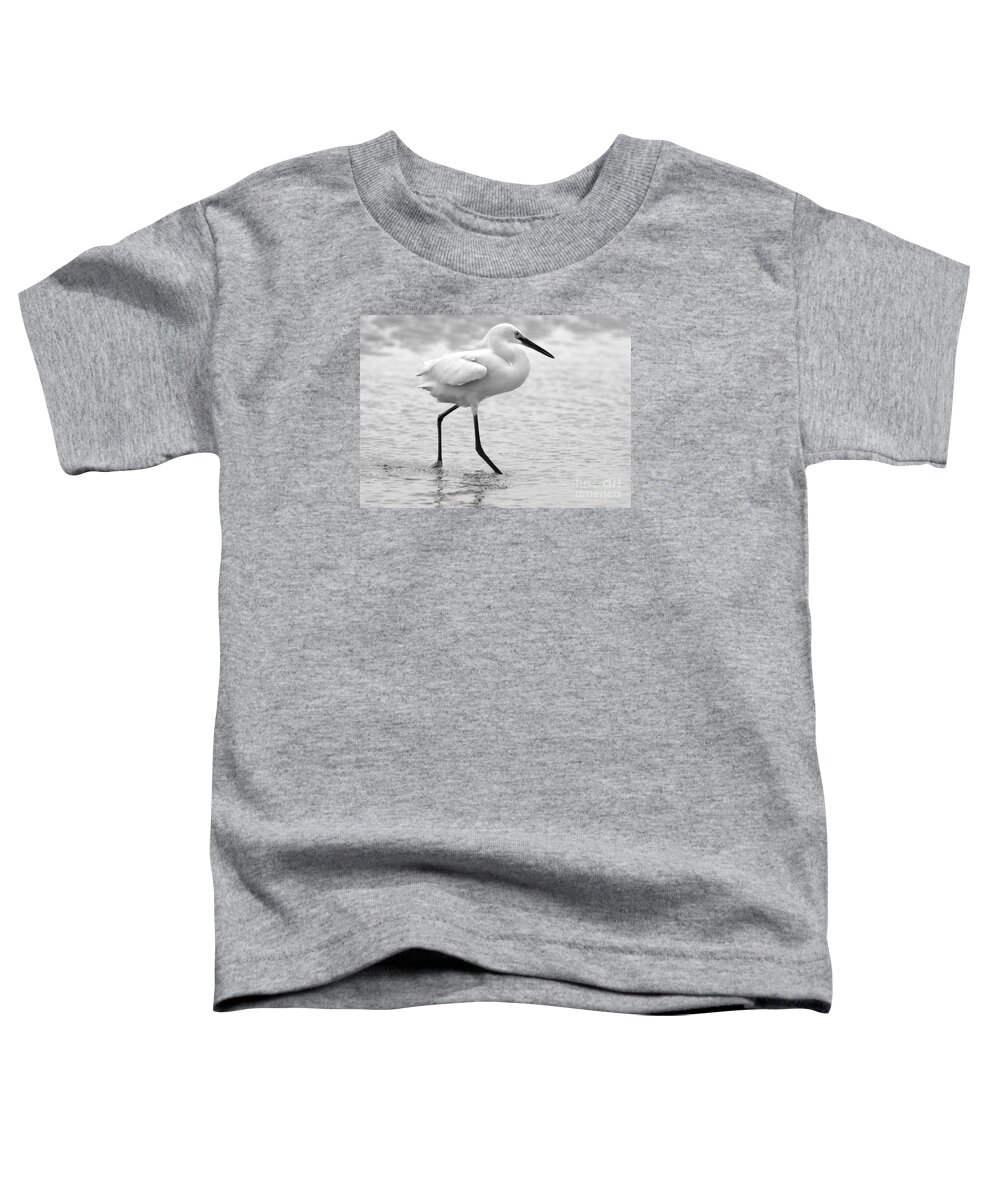  Toddler T-Shirt featuring the photograph Egret in Black and White #4 by Angela Rath