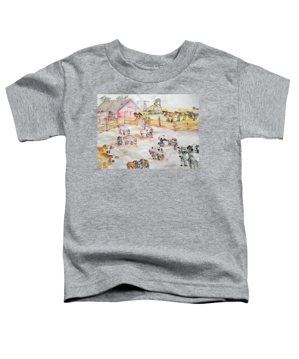 Farming. Agriculture Toddler T-Shirt featuring the painting The art of farming album #9 by Debbi Saccomanno Chan