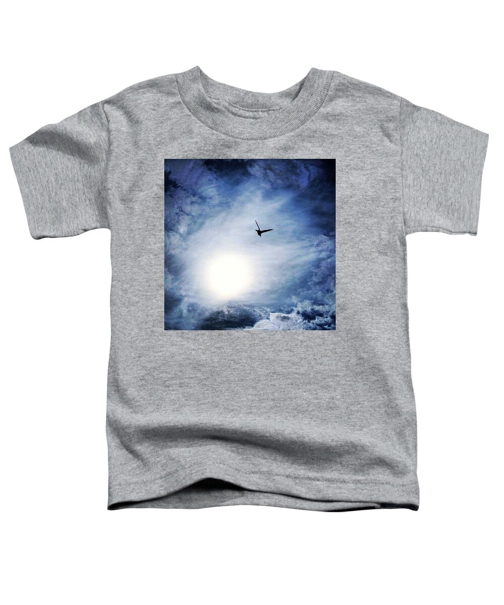 Me Toddler T-Shirt featuring the photograph A Bird In Flight Hornsea by Richard Atkin
