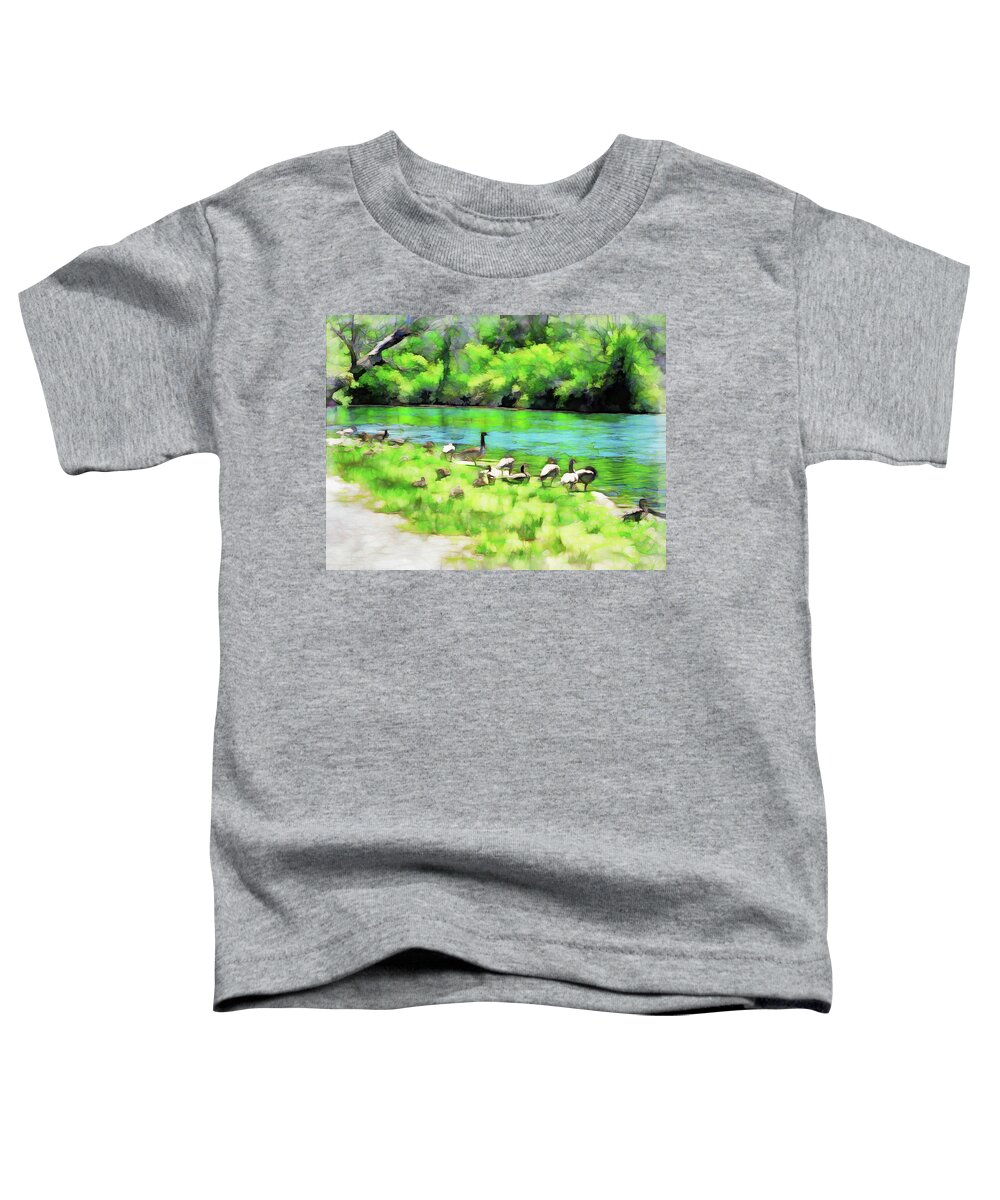 Dufferin Islands Toddler T-Shirt featuring the digital art A Day At The Beach by Leslie Montgomery