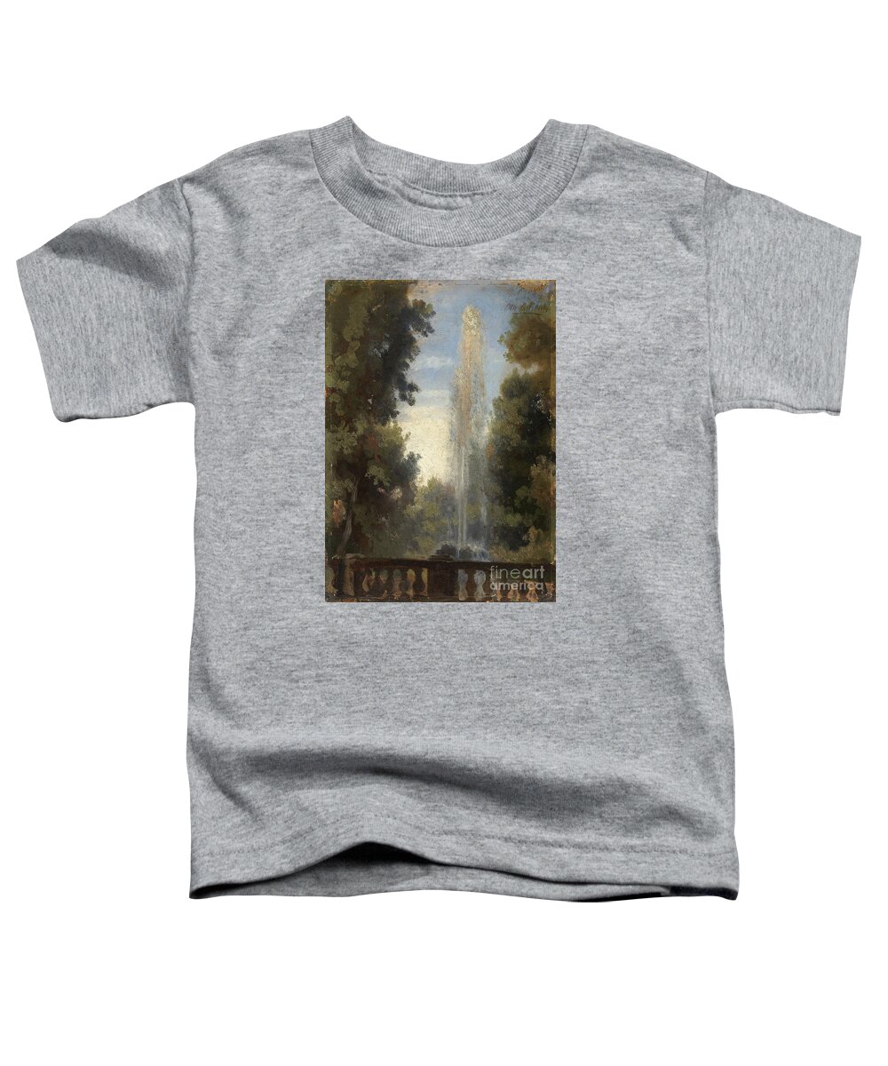 Oswald Achenbach Toddler T-Shirt featuring the painting A Fountain In Frascati by MotionAge Designs