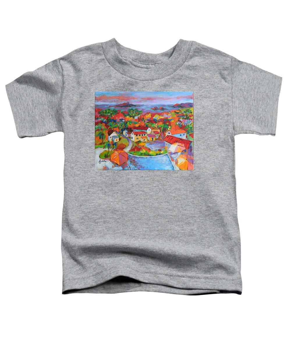 Landscape Toddler T-Shirt featuring the painting A Glimpse of Paradis by Jyotika Shroff