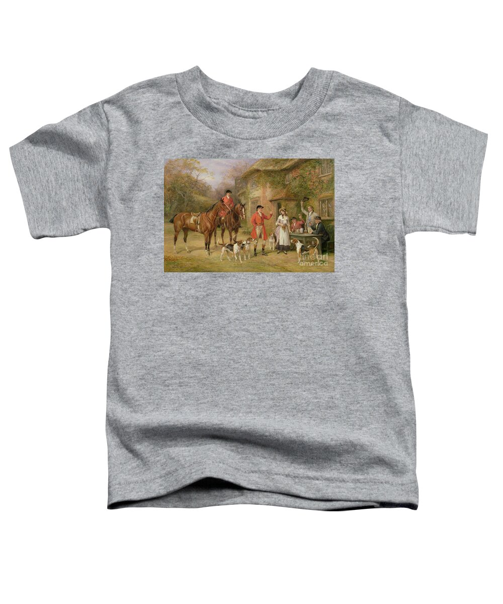 A Meeting At The Three Pigeons By Heywood Hardy Toddler T-Shirt featuring the painting A Meeting at the Three Pigeons by Heywood Hardy