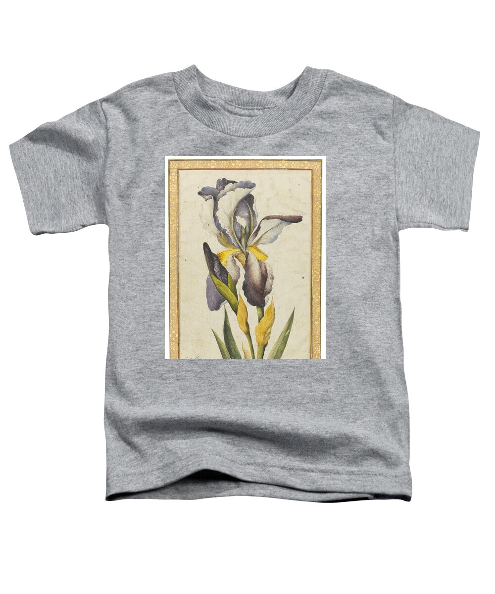 A Purple Iris Toddler T-Shirt featuring the painting A purple iris by Muhammad 
