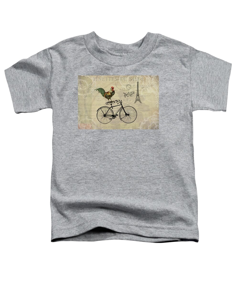 Roosters Toddler T-Shirt featuring the digital art A Rooster in Paris by Peggy Collins