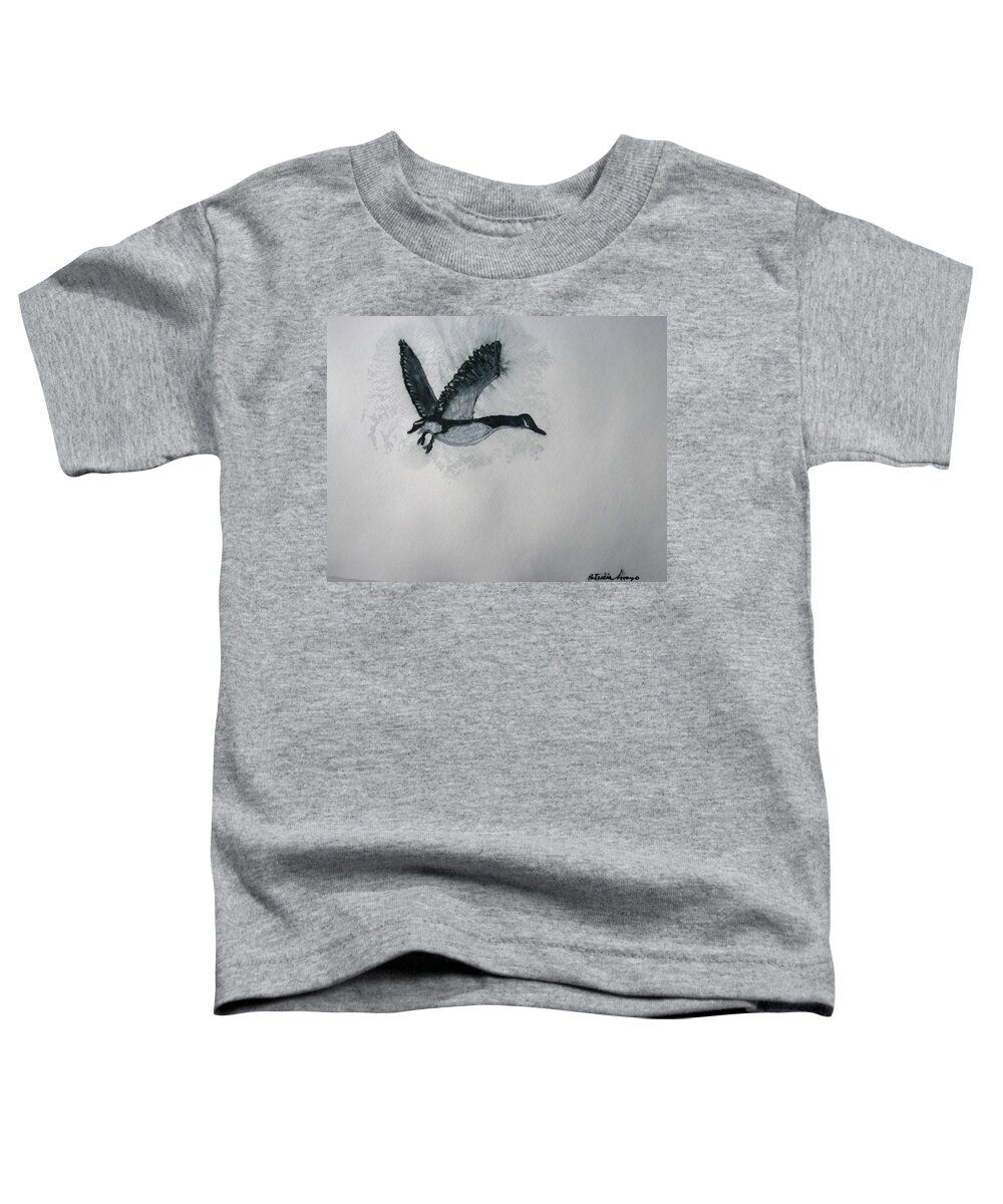 Birds Toddler T-Shirt featuring the painting A single Goose by Patricia Arroyo