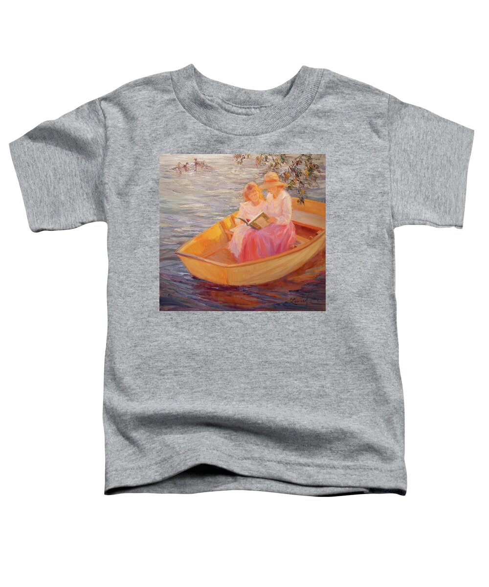 Boat Toddler T-Shirt featuring the painting A Story For My Daughter by Diane Leonard