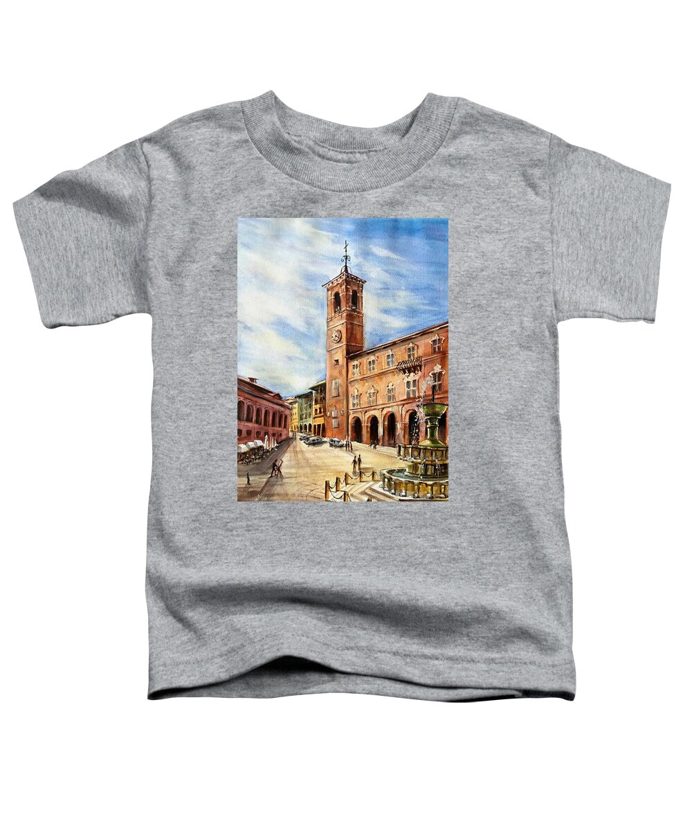 Town Toddler T-Shirt featuring the painting A view from Fabriano by Katerina Kovatcheva