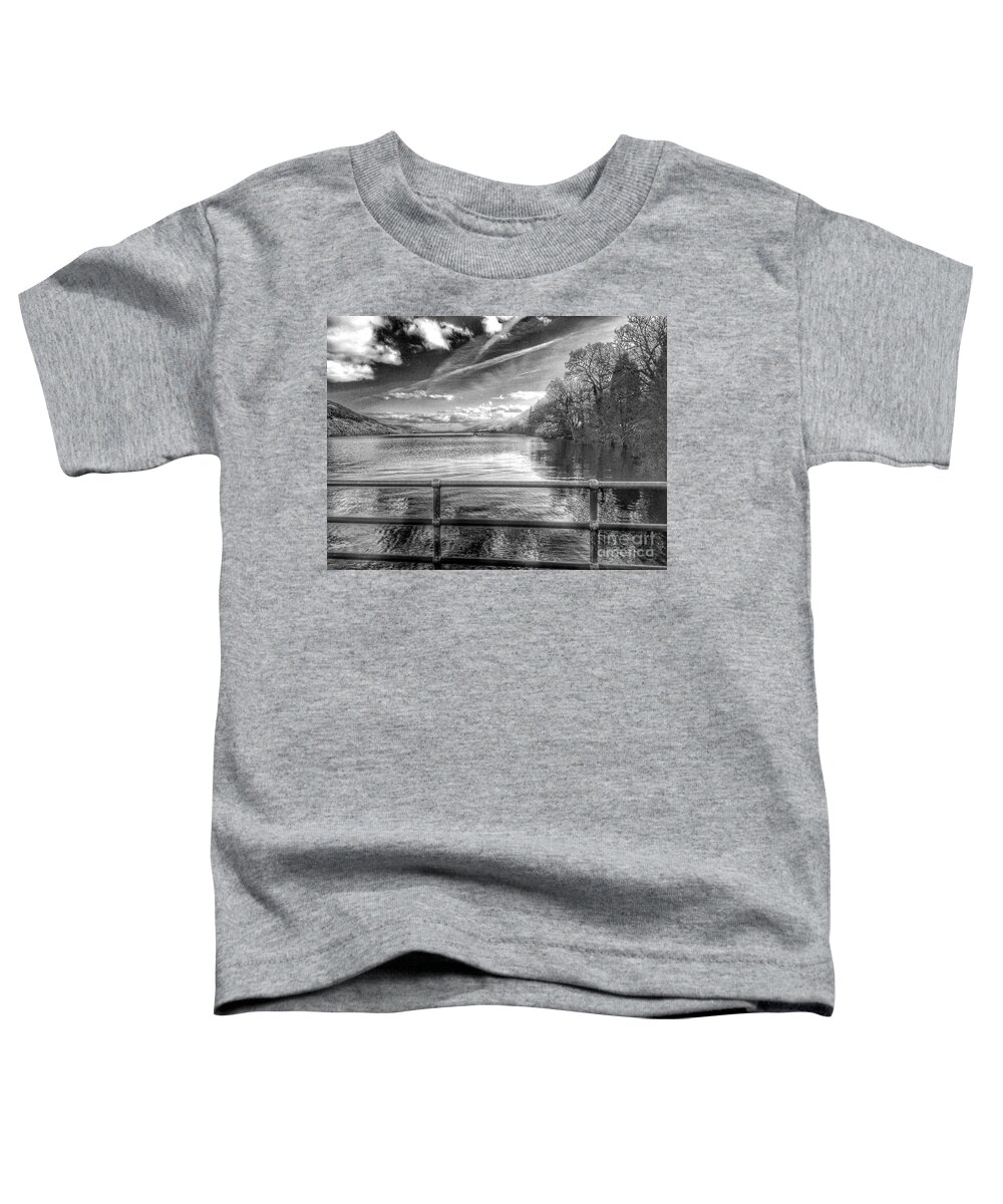 Loch Lomond Toddler T-Shirt featuring the photograph A View Over Loch Lomond in Greyscale 2 by Joan-Violet Stretch