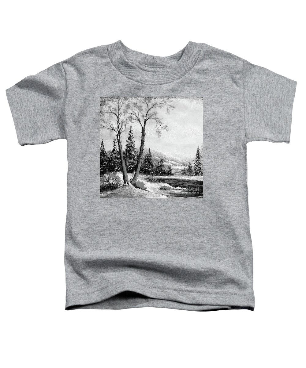 Mountains Toddler T-Shirt featuring the painting A Winter Dawn by Hazel Holland