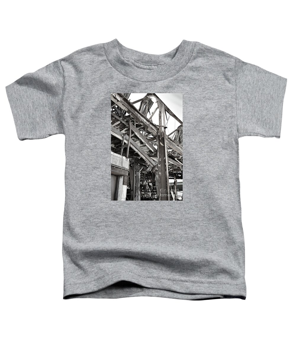 Black White Monochrome Abandoned Factory Abandon Decrepit Burn Burned Damage Damaged Toddler T-Shirt featuring the photograph Abandoned Factory No 22 1769 by Ken DePue