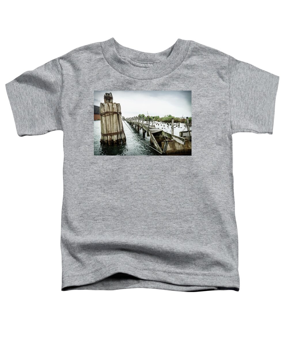 America Toddler T-Shirt featuring the photograph Abandoned pier by Alexey Stiop