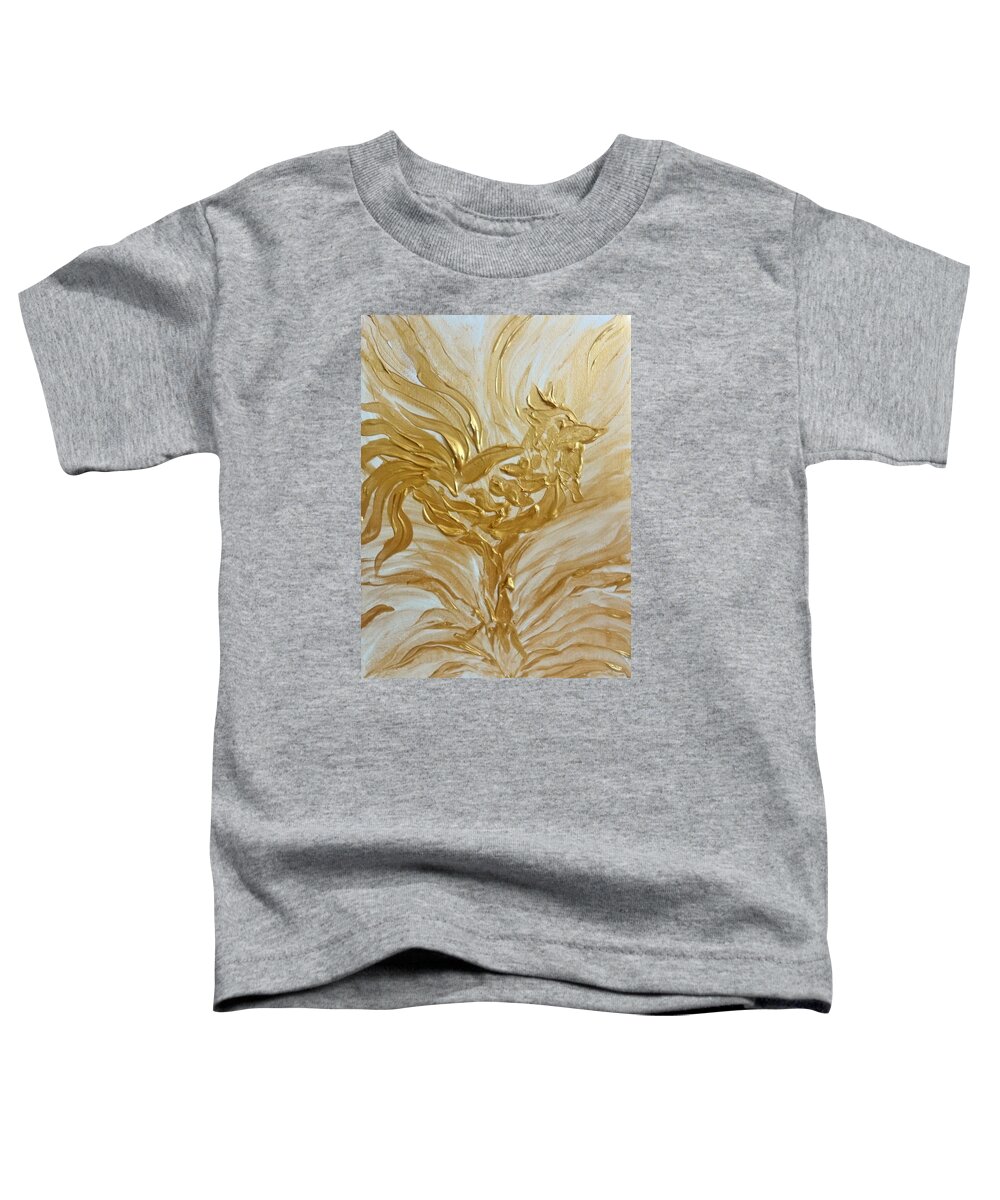 Abstract Toddler T-Shirt featuring the painting Abstract Golden Rooster by Michelle Pier