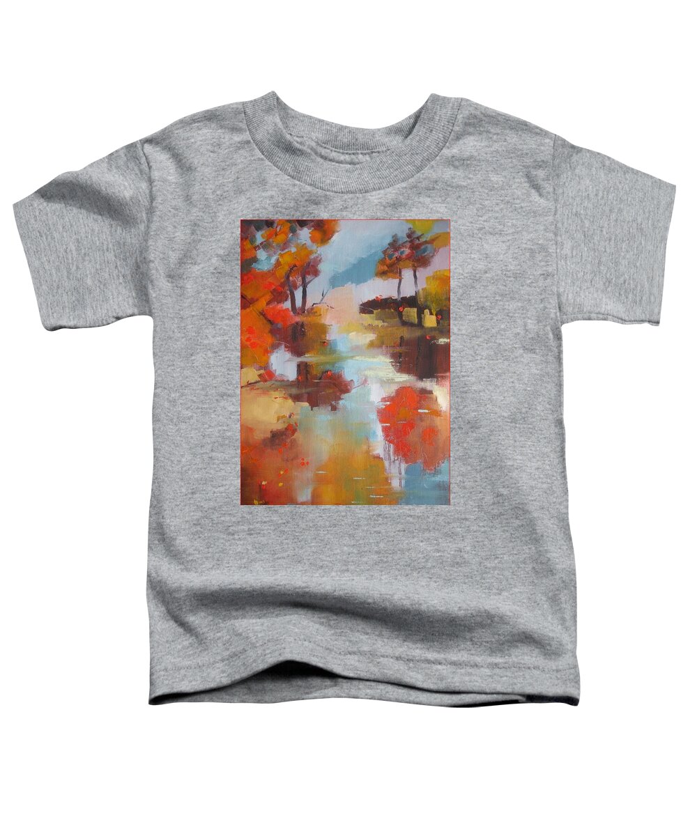 Abstract Toddler T-Shirt featuring the painting Abstract of wild Auge river by Kim PARDON