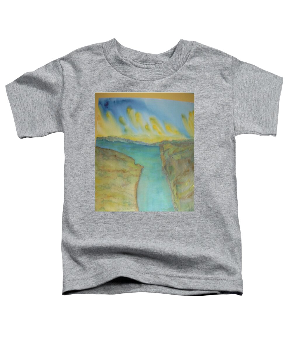 #watercolors #abstractwatercolors #watercolorpour #coolart #originalart #colorfulart #abstractartforsale #camvasartprints #originalartforsale #abstractartpaintings Toddler T-Shirt featuring the painting Abstract water sky and landscape by Cynthia Silverman