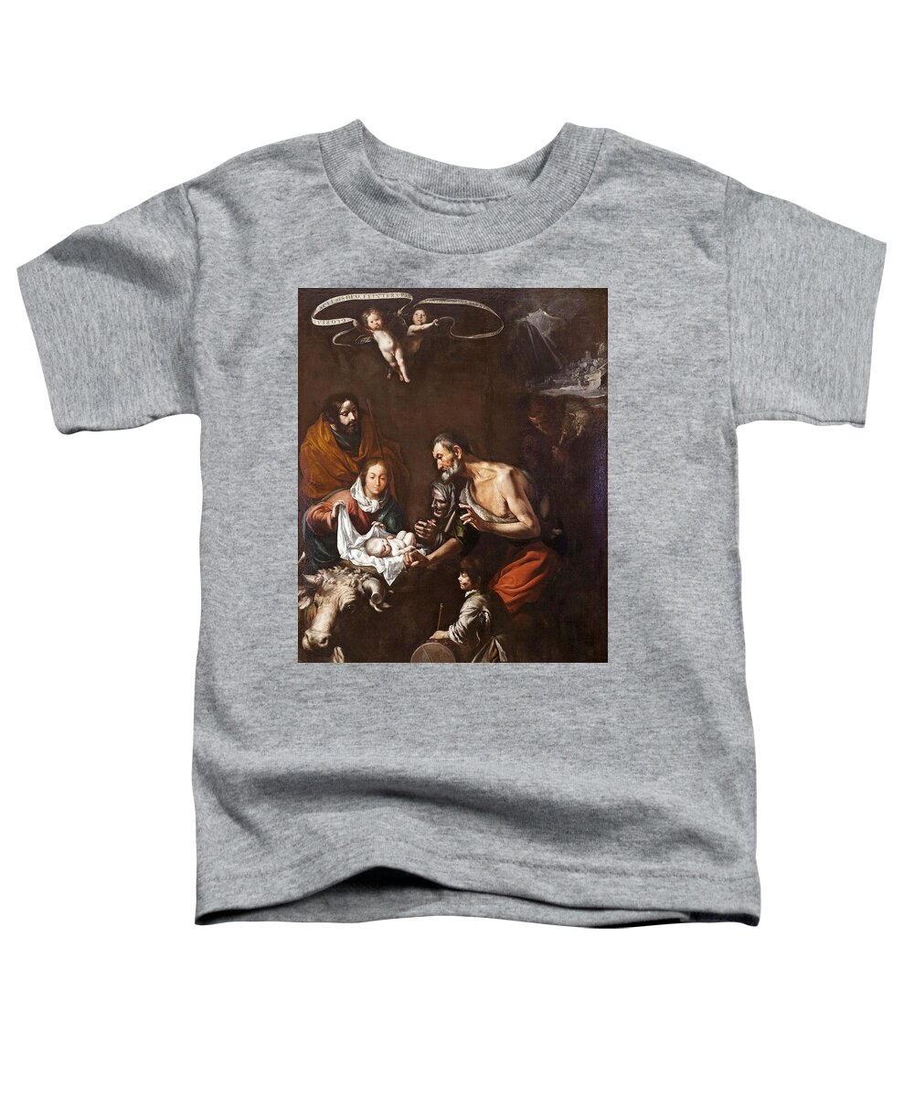 Antonio Del Castillo Y Saavedra Toddler T-Shirt featuring the painting Adoration of the Shepherds by Antonio del Castillo y Saavedra